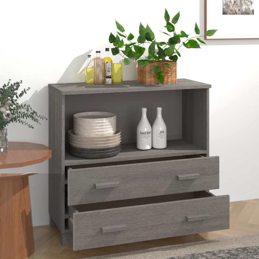 Világosszürke tömör fenyőfa tálalószekrény 85 x 35 x 80 cm Világosszürke tömör fenyőfa tálalószekrény 85 x 35 x 80 cm