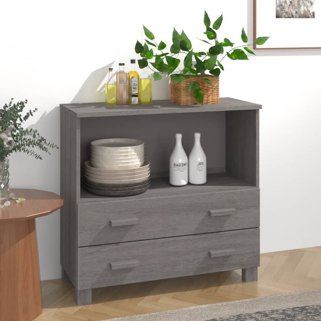 Világosszürke tömör fenyőfa tálalószekrény 85 x 35 x 80 cm Világosszürke tömör fenyőfa tálalószekrény 85 x 35 x 80 cm