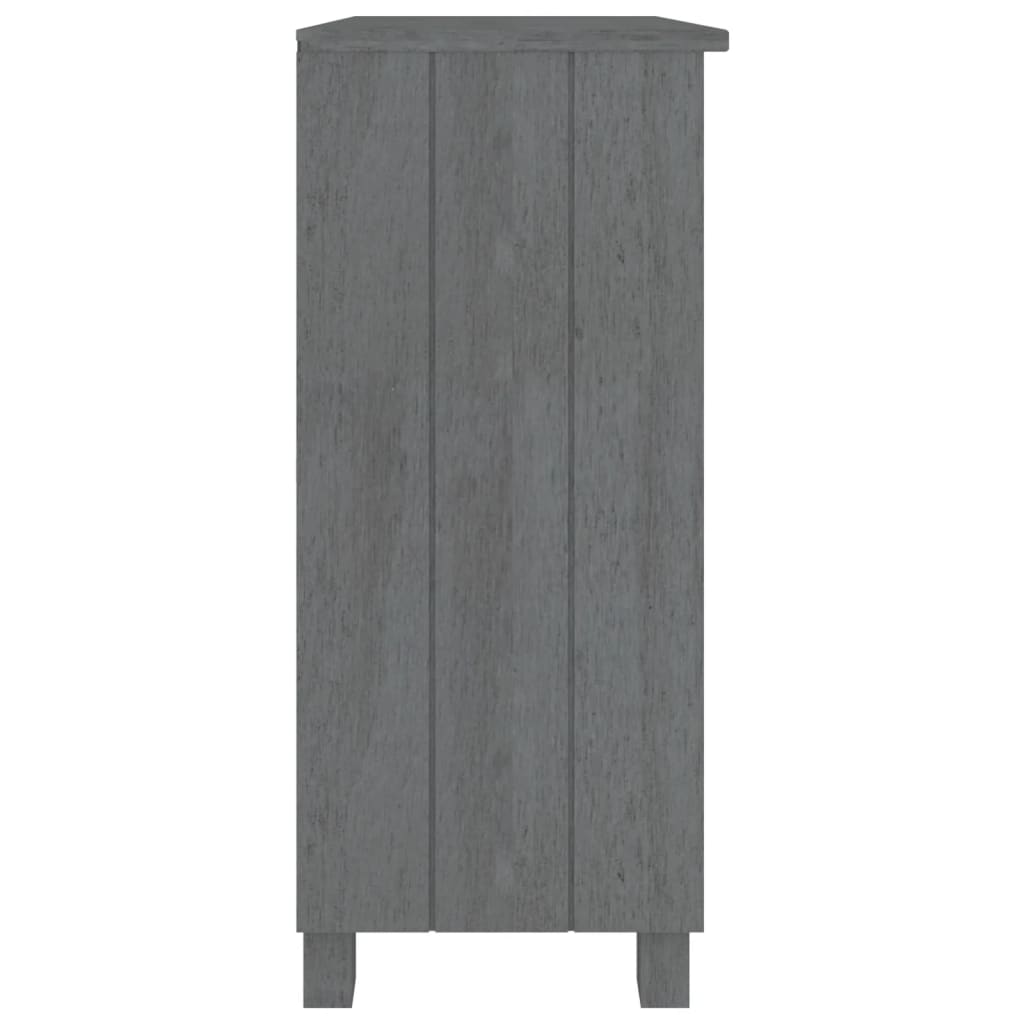 Sötétszürke tömör fenyőfa tálalószekrény 85 x 35 x 80 cm