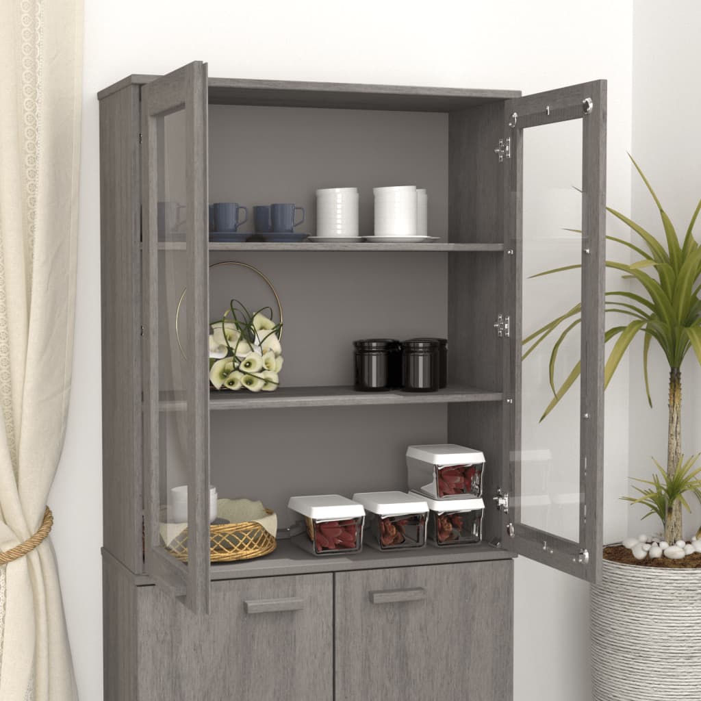 Világosszürke fenyőfa felső elem magasszekrényhez 85x35x100 cm
