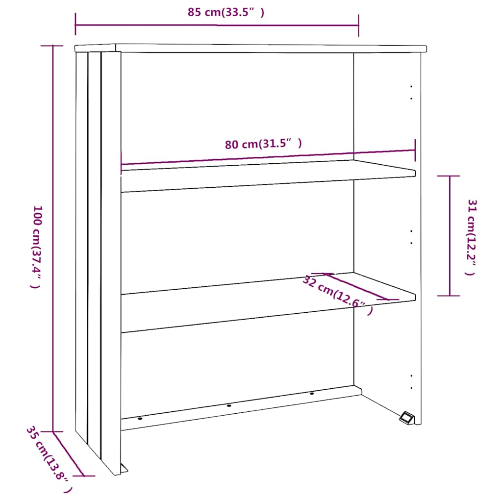 Hamar világosszürke tömör fenyőfa felső szekrény 85x35x100 cm