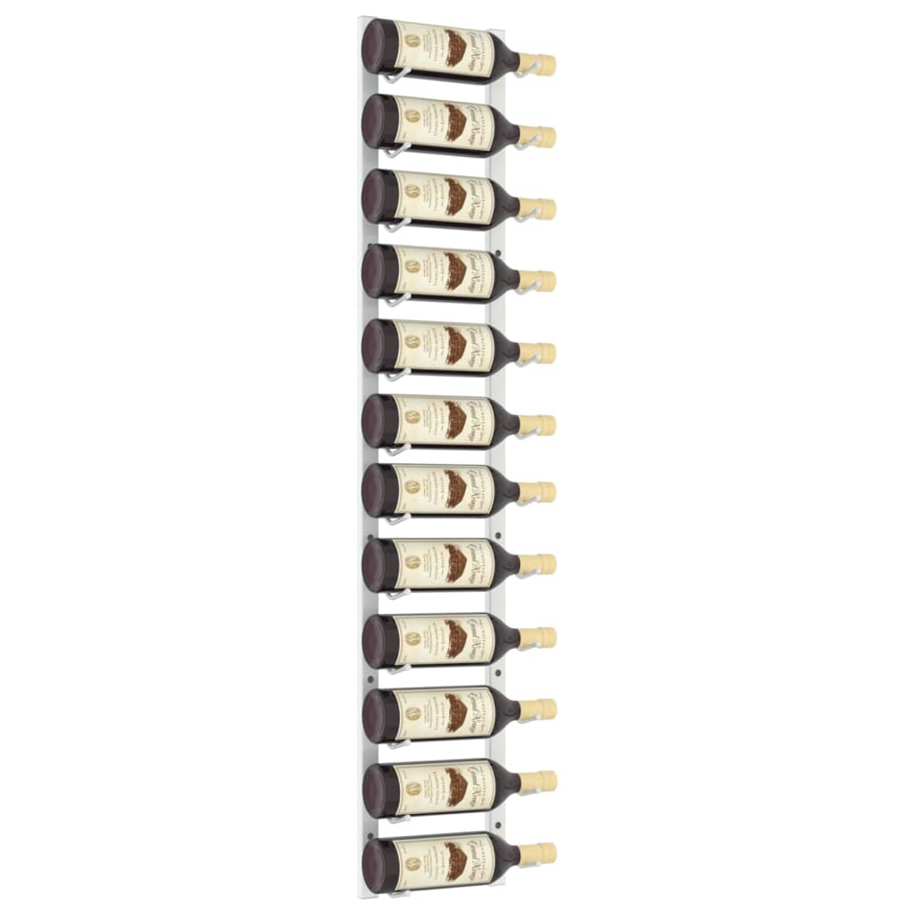 Fehér vas falra szerelhető bortartó állvány 12 palacknak