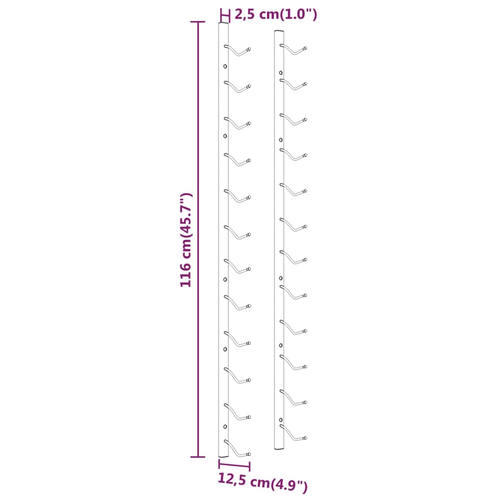 2 db fehér vas falra szerelhető bortartó állvány 12 palacknak 2 db fehér vas falra szerelhető bortartó állvány 12 palacknak
