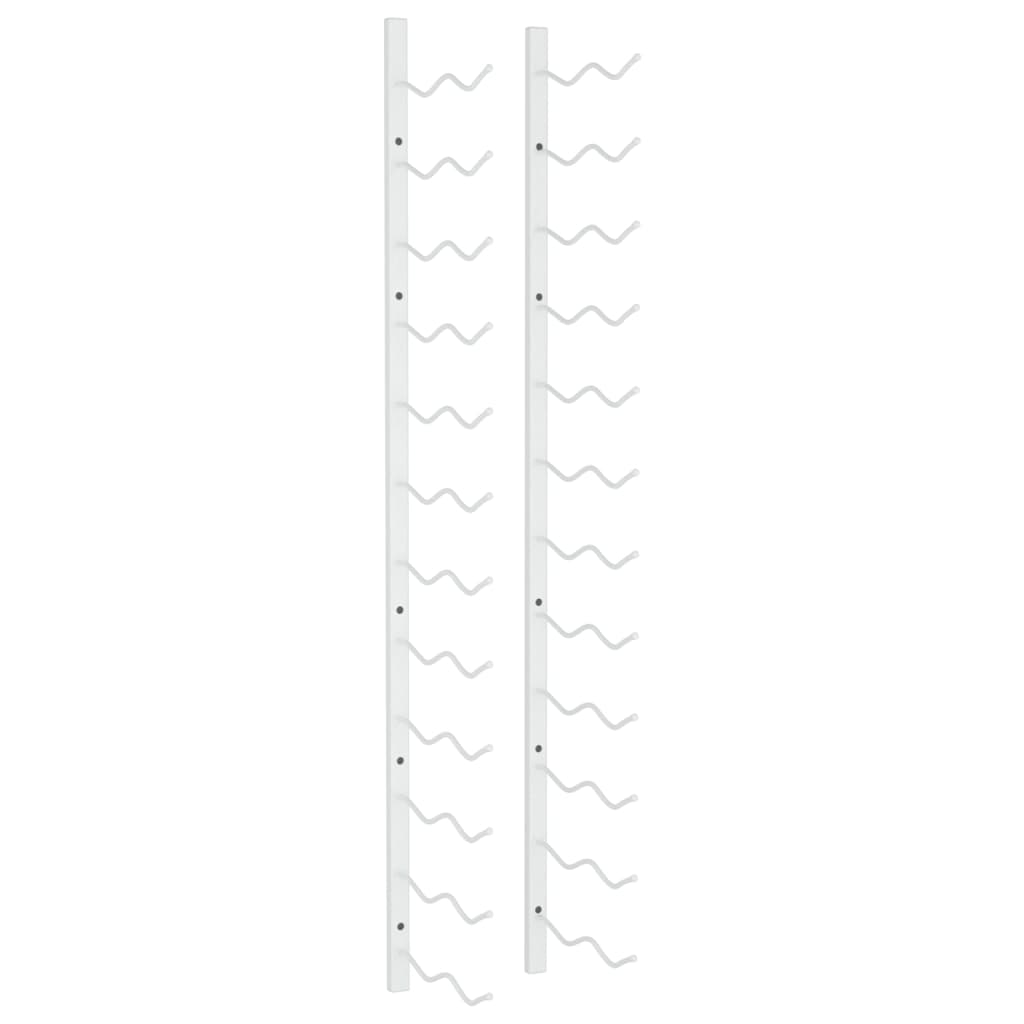 Fehér vas falra szerelhető bortartó állvány 24 palacknak