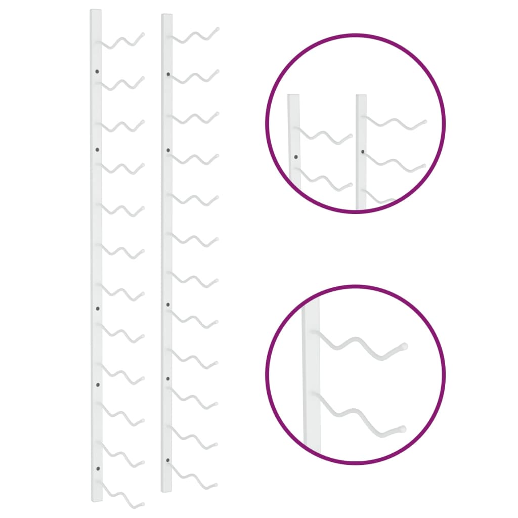 Fehér vas falra szerelhető bortartó állvány 24 palacknak