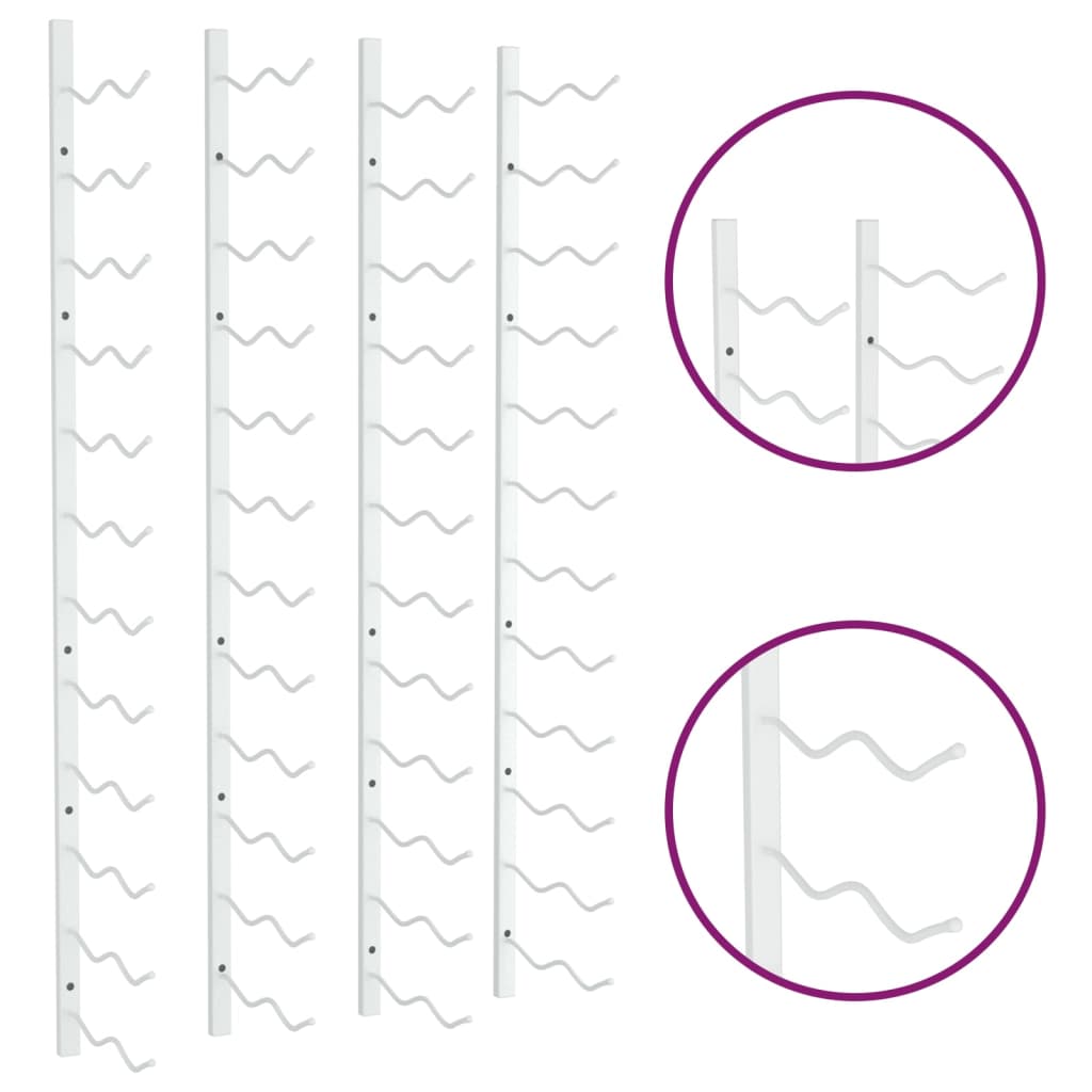 2 db fehér vas falra szerelhető bortartó állvány 24 palacknak