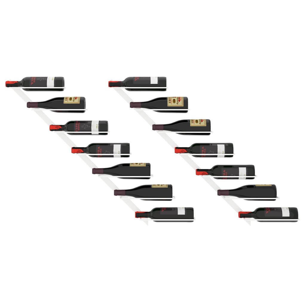 2 db fehér fém falra szerelhető bortartó állvány 7 palacknak