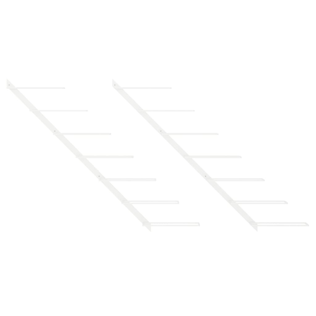 2 db fehér fém falra szerelhető bortartó állvány 7 palacknak