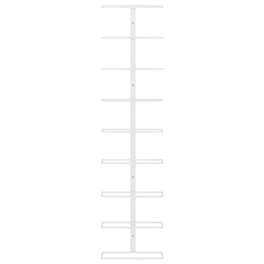 Fehér vas falra szerelhető bortartó állvány 9 palacknak