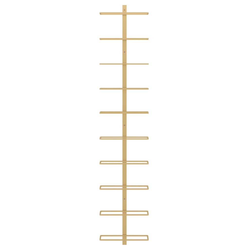 Arany fém falra szerelhető bortartó állvány 10 palacknak