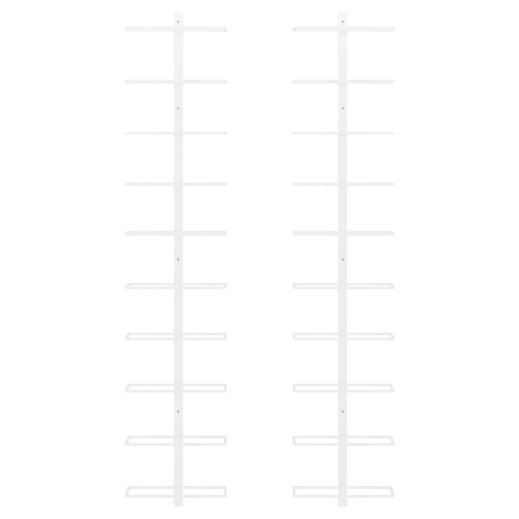 Fehér fém falra szerelhető bortartó állvány 10 palacknak