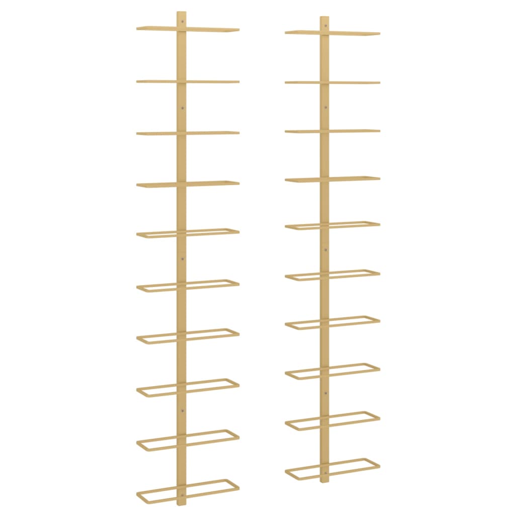 Arany fém falra szerelhető bortartó állvány 10 palacknak