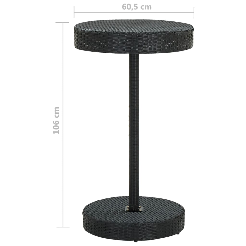 3 részes fekete polyrattan kültéri bárszett párnákkal