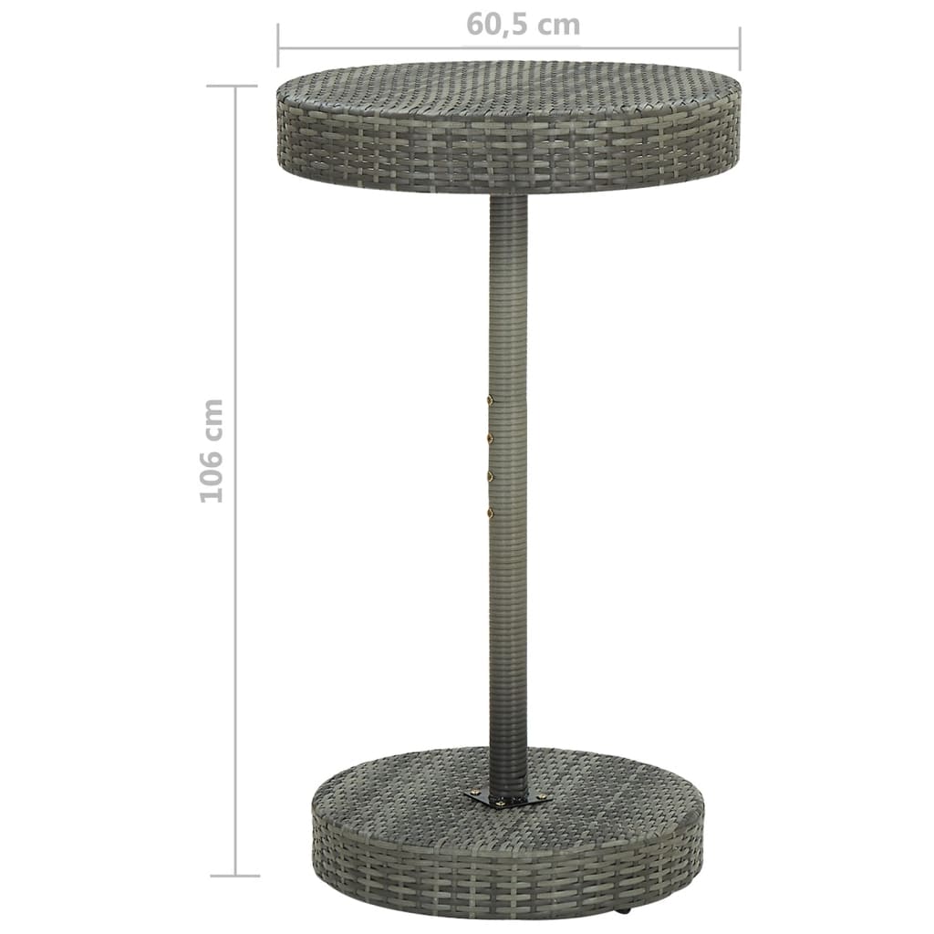 3 részes szürke polyrattan kerti bárszett párnákkal