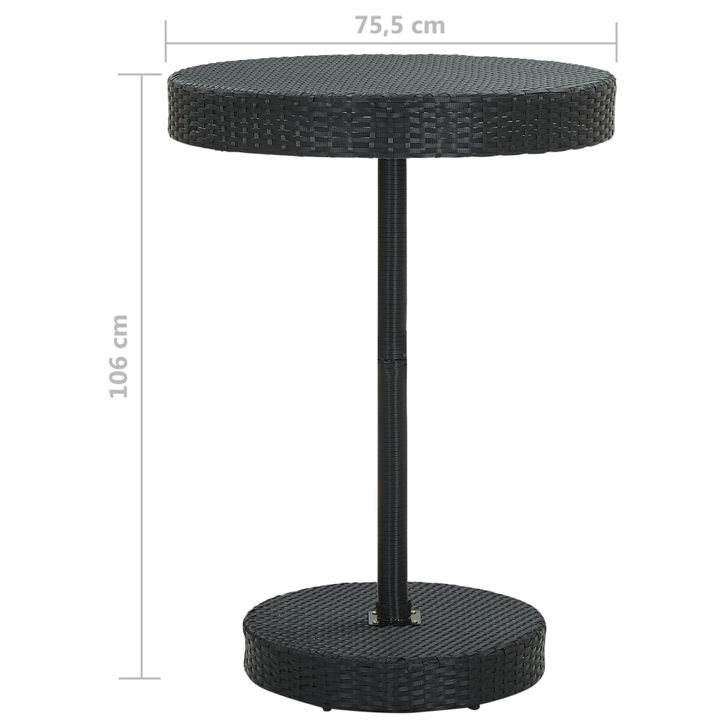 5 részes fekete polyrattan kerti bárszett párnákkal