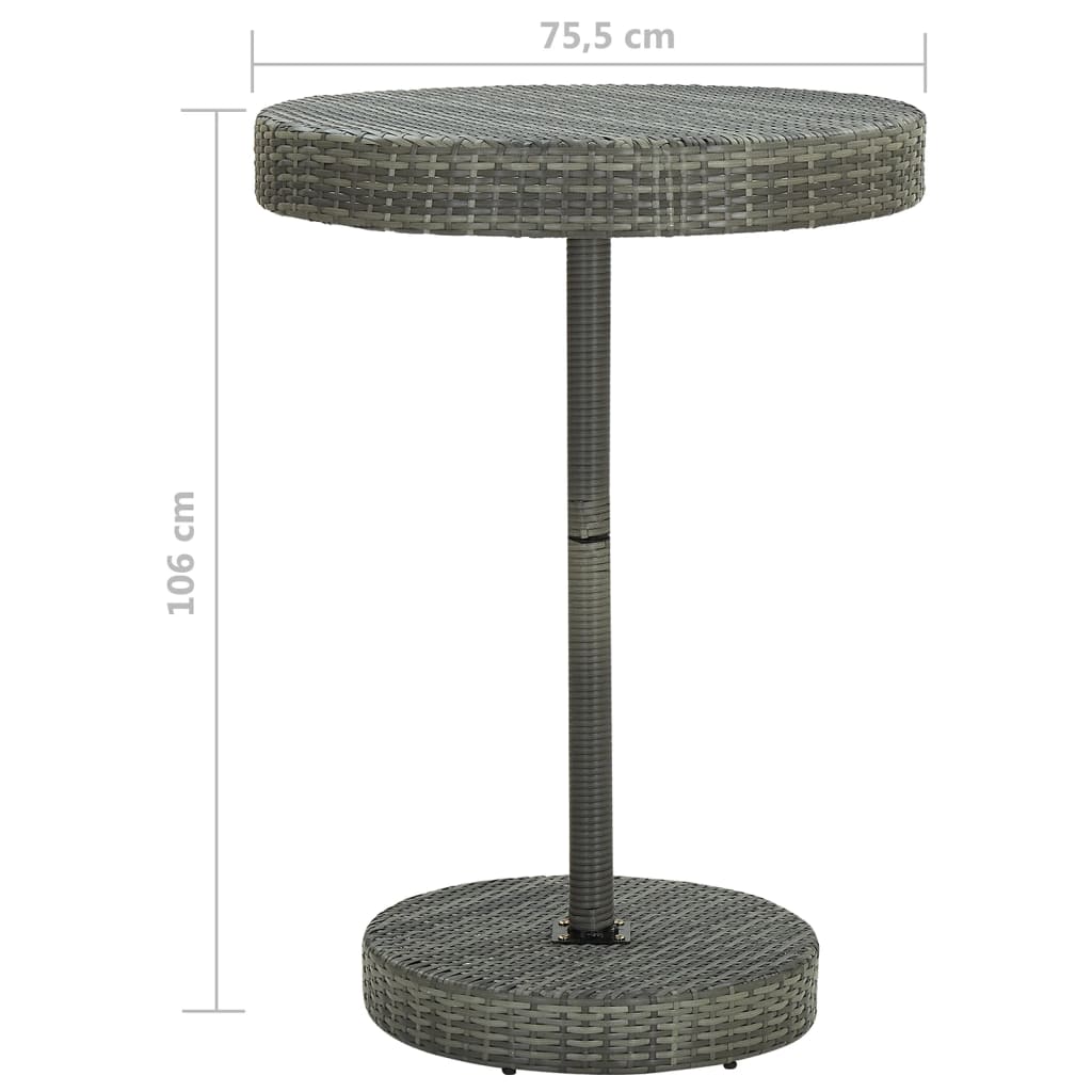 5 részes szürke polyrattan kerti bárszett párnákkal