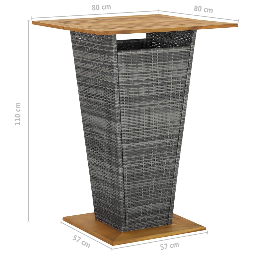 3 részes szürke polyrattan kerti bárszett párnákkal