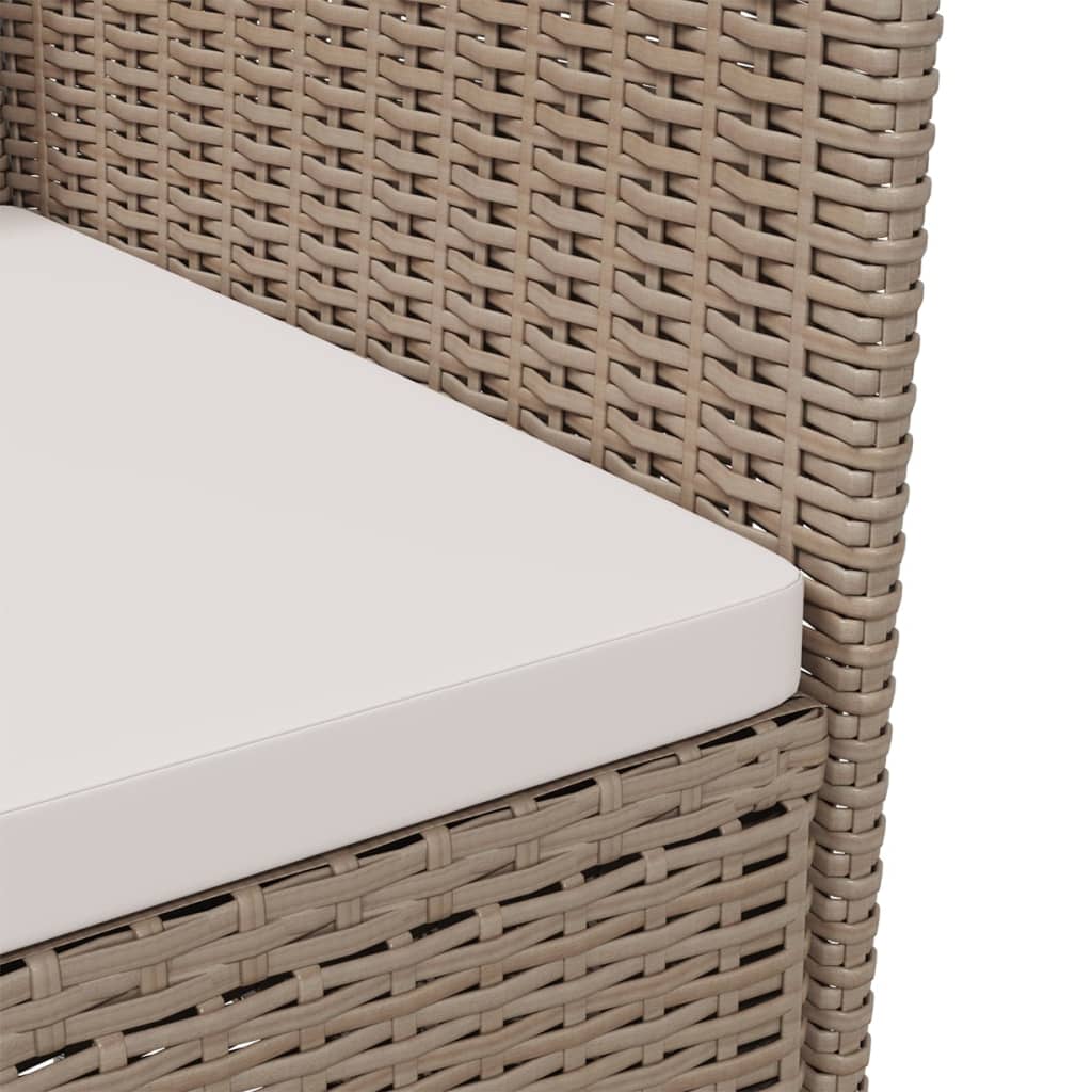 3 részes bézs polyrattan kültéri étkezőszett párnákkal