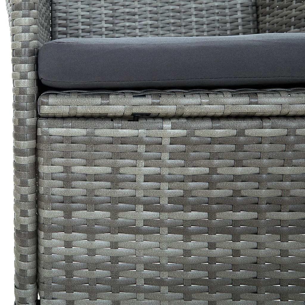 5 részes szürke polyrattan kültéri étkezőszett párnákkal