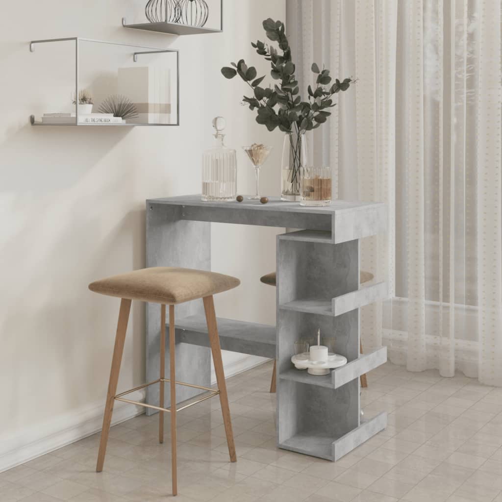 Betonszürke forgácslap bárasztal tárolópolccal 100x50x101,5 cm Betonszürke forgácslap bárasztal tárolópolccal 100x50x101,5 cm