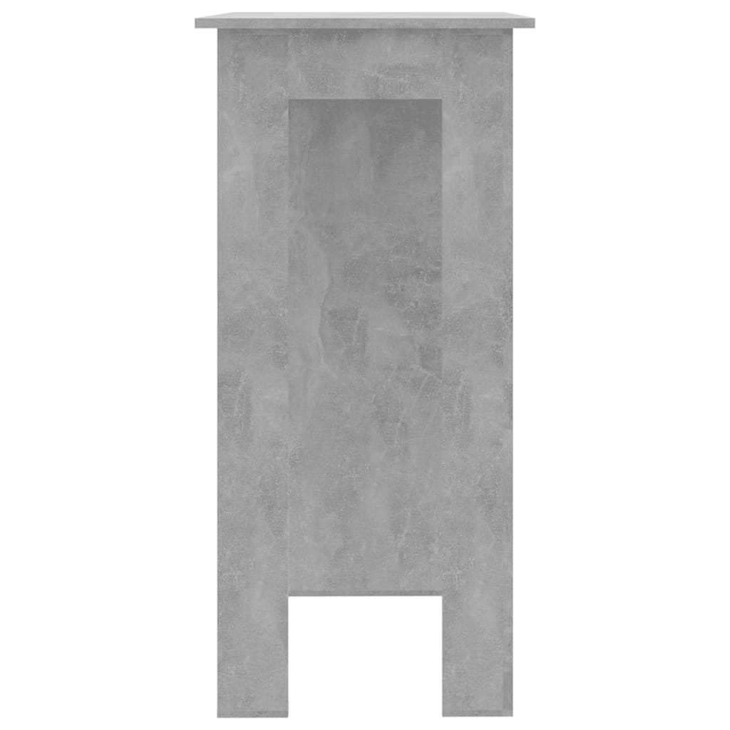 Betonszürke forgácslap bárasztal polccal 102 x 50 x 103,5 cm