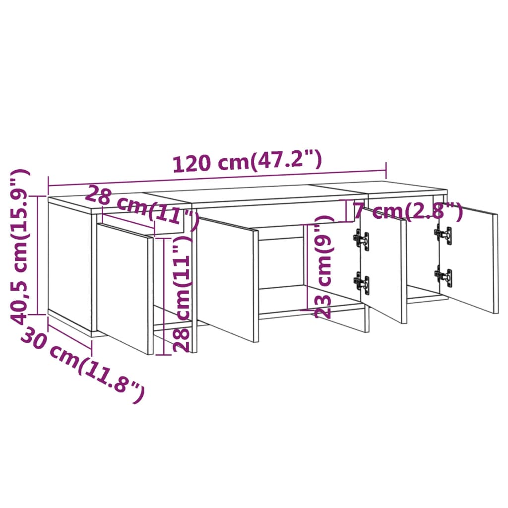 Betonszürke forgácslap tv-szekrény 120 x 30 x 40,5 cm Betonszürke forgácslap tv-szekrény 120 x 30 x 40,5 cm