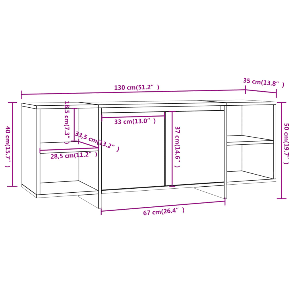 Betonszürke forgácslap tv-szekrény 130 x 35 x 50 cm Betonszürke forgácslap tv-szekrény 130 x 35 x 50 cm