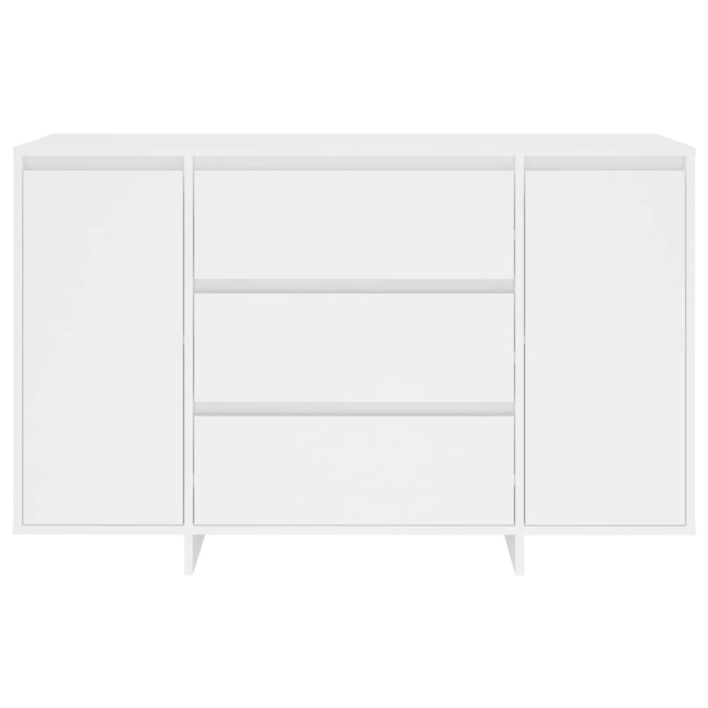 Fehér forgácslap tálalószekrény 3 fiókkal 120 x 41 x 75 cm