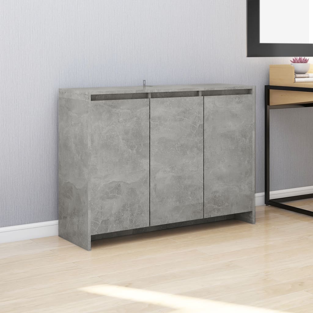 Betonszürke forgácslap tálalószekrény 102 x 33 x 75 cm