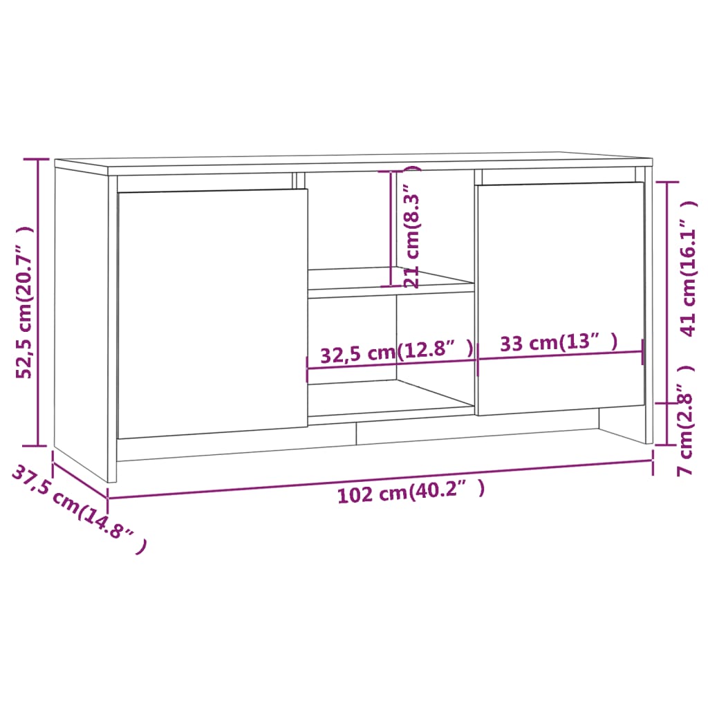 Fehér forgácslap tv-szekrény 102 x 37,5 x 52,5 cm