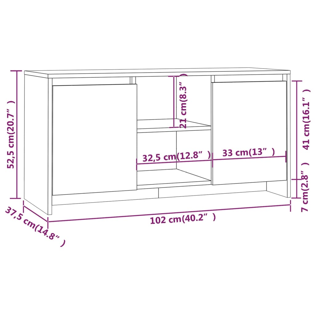 Fekete forgácslap tv-szekrény 102 x 37,5 x 52,5 cm