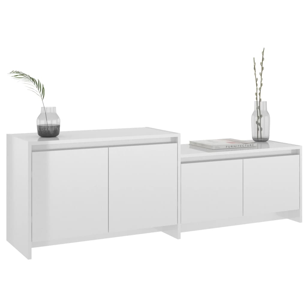 Magasfényű fehér forgácslap tv-szekrény 146,5 x 35 x 50 cm Magasfényű fehér forgácslap tv-szekrény 146,5 x 35 x 50 cm