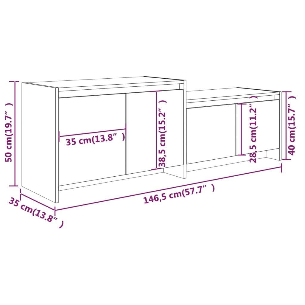 Magasfényű fehér forgácslap tv-szekrény 146,5 x 35 x 50 cm Magasfényű fehér forgácslap tv-szekrény 146,5 x 35 x 50 cm