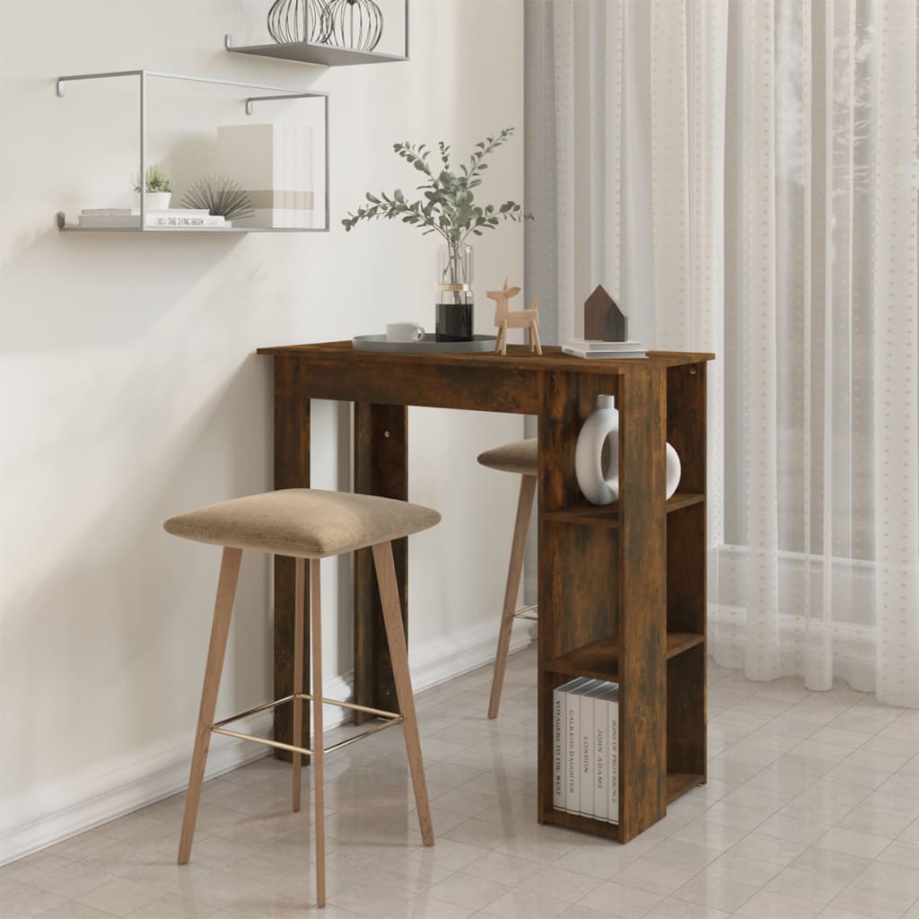 Füstös tölgyszínű forgácslap bárasztal polccal 102x50x103,5 cm Füstös tölgyszínű forgácslap bárasztal polccal 102x50x103,5 cm