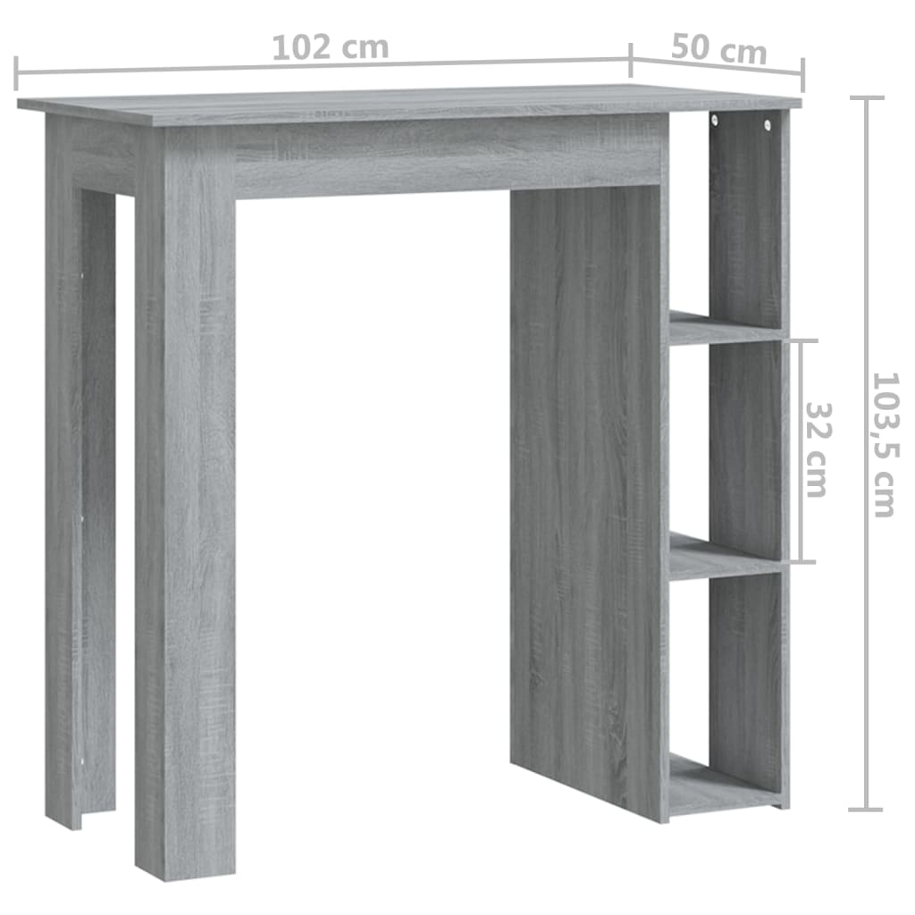 Szürke sonoma forgácslap bárasztal polccal 102 x 50 x 103,5 cm Szürke sonoma forgácslap bárasztal polccal 102 x 50 x 103,5 cm