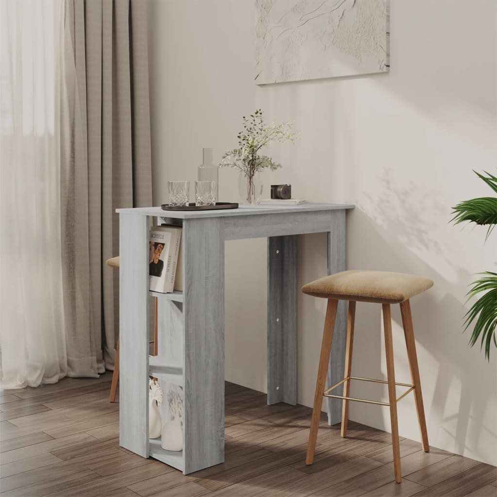 Szürke sonoma forgácslap bárasztal polccal 102 x 50 x 103,5 cm
