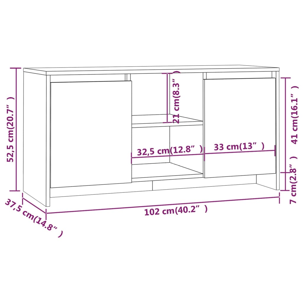 Füstös tölgy színű tv-szekrény 102 x 37,5 x 52,5 cm Füstös tölgy színű tv-szekrény 102 x 37,5 x 52,5 cm