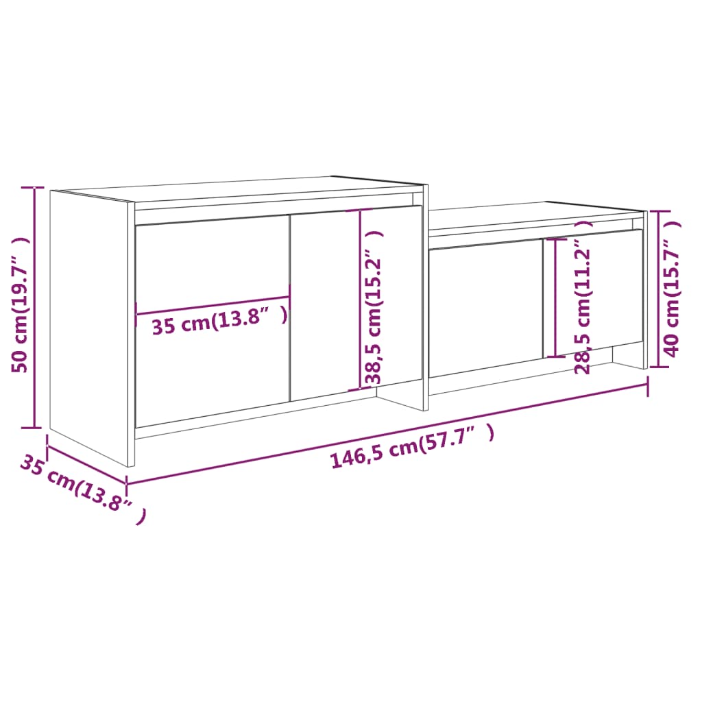 Füstös tölgy színű forgácslap tv-szekrény 146,5 x 35 x 50 cm Füstös tölgy színű forgácslap tv-szekrény 146,5 x 35 x 50 cm