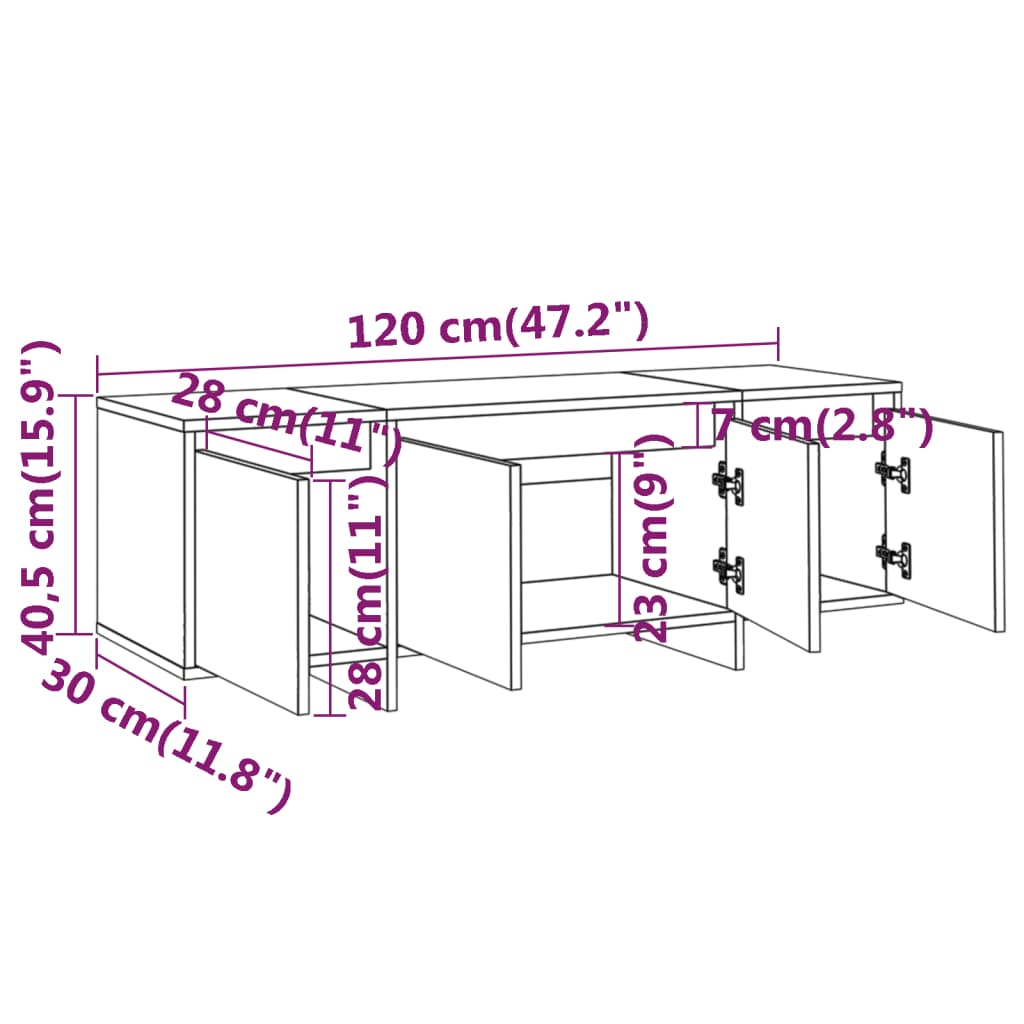 Barna tölgy színű forgácslap tv-szekrény 120 x 30 x 40,5 cm Barna tölgy színű forgácslap tv-szekrény 120 x 30 x 40,5 cm