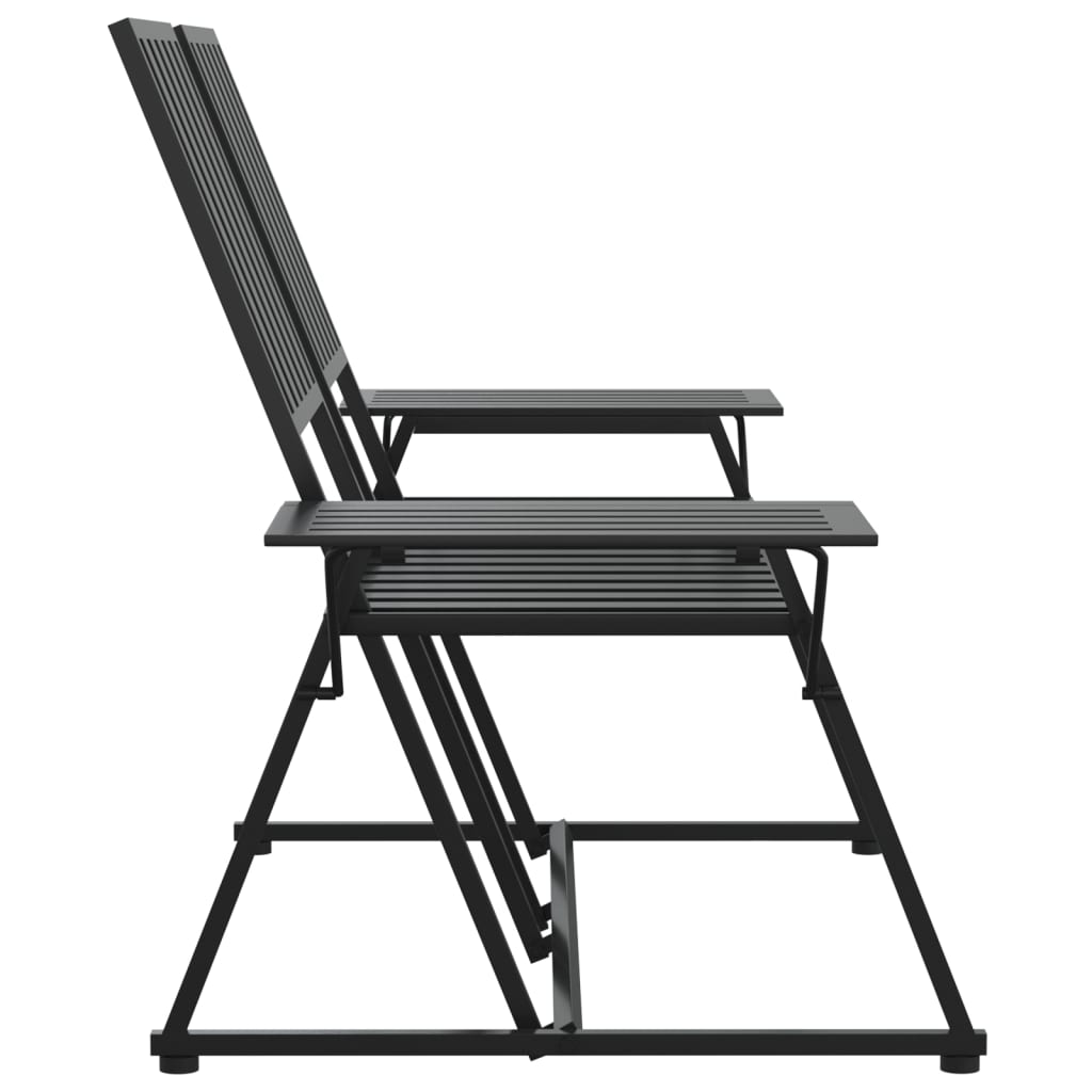 Kétszemélyes fekete acél kerti pad 165 cm Kétszemélyes fekete acél kerti pad 165 cm