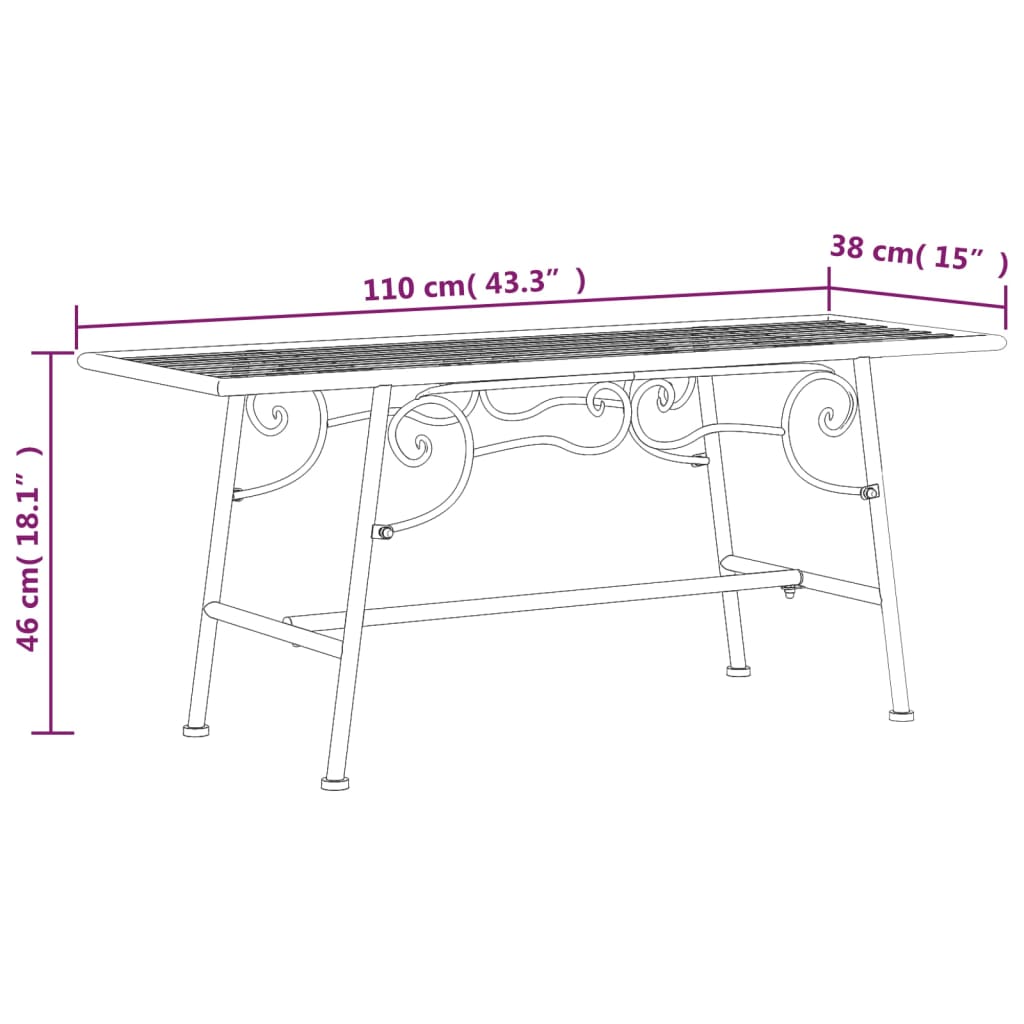 Fekete acél fa körüli pad 110 cm Fekete acél fa körüli pad 110 cm