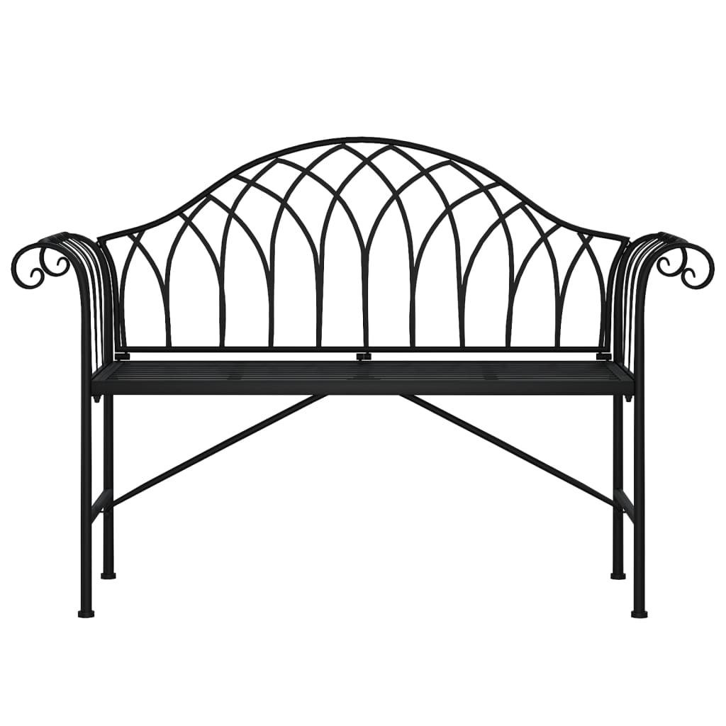 Kétszemélyes fekete acél kerti pad 128 cm