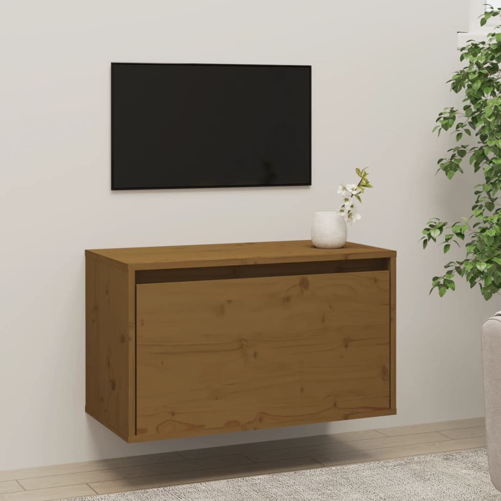 Mézbarna tömör fenyőfa faliszekrény 60 x 30 x 35 cm Mézbarna tömör fenyőfa faliszekrény 60 x 30 x 35 cm