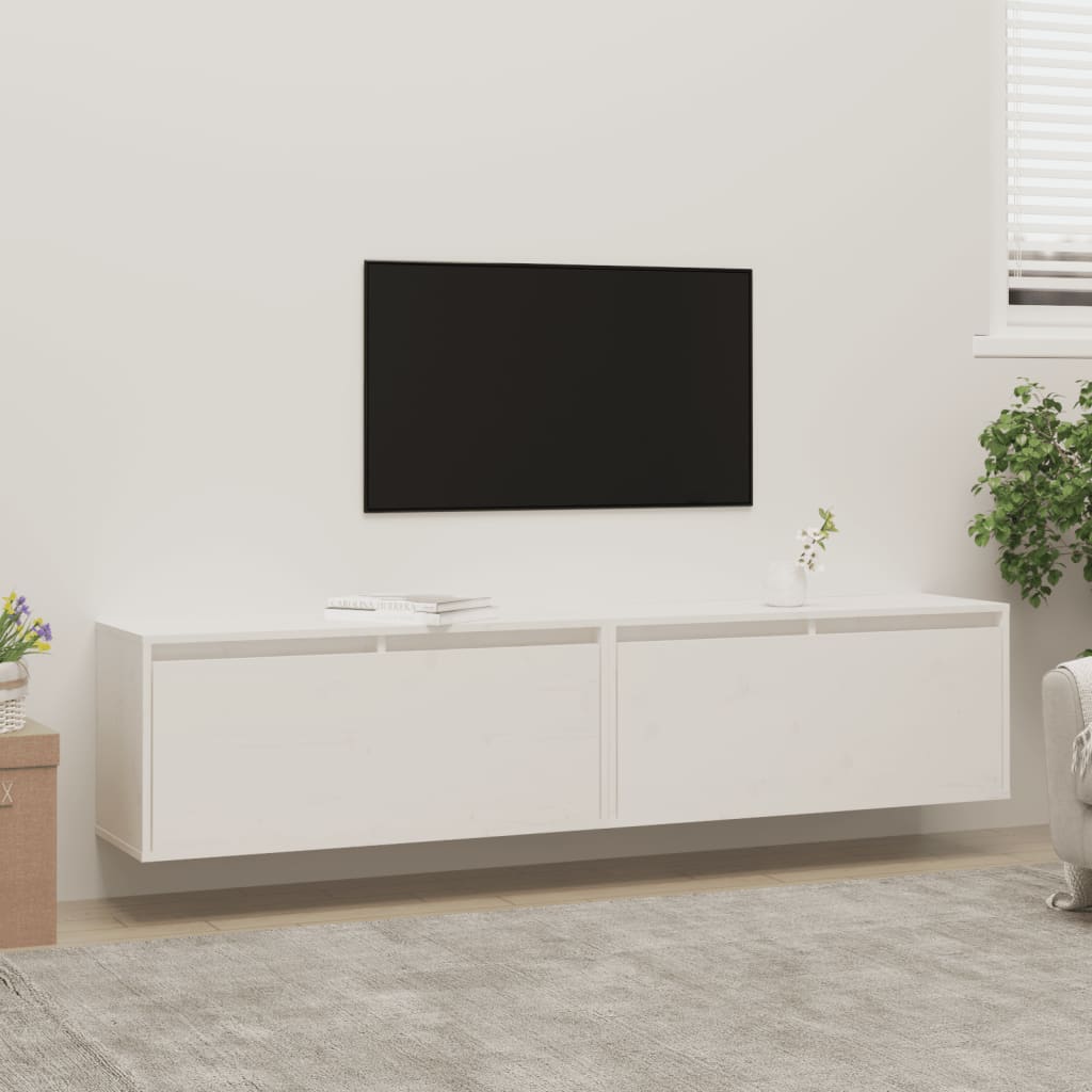 2 db fehér tömör fenyőfa faliszekrény 80 x 30 x 35 cm
