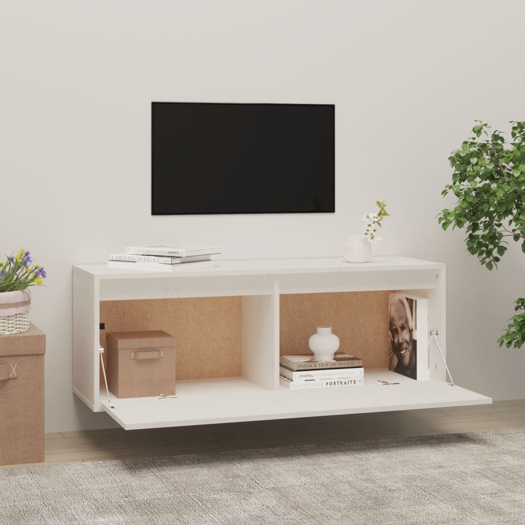 Fehér tömör fenyőfa faliszekrény 100 x 30 x 35 cm Fehér tömör fenyőfa faliszekrény 100 x 30 x 35 cm