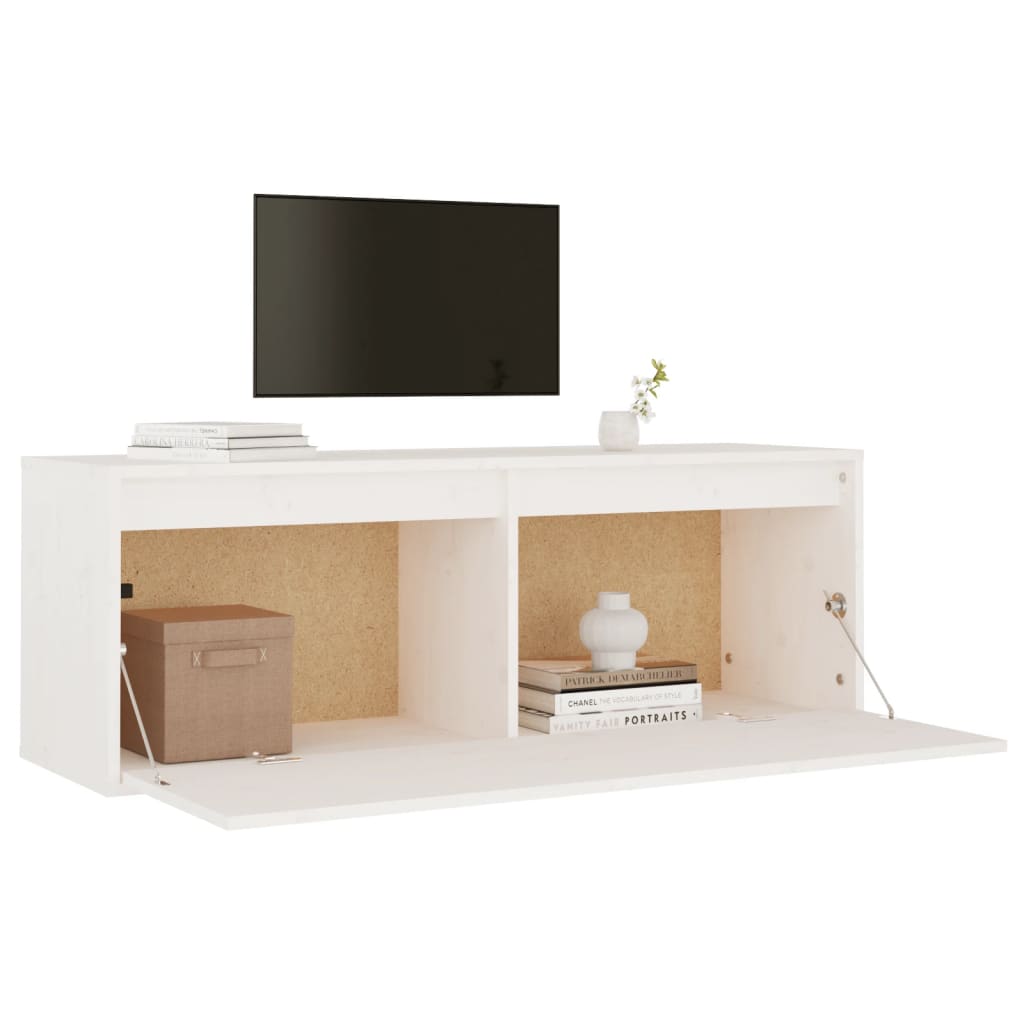 Fehér tömör fenyőfa faliszekrény 100 x 30 x 35 cm Fehér tömör fenyőfa faliszekrény 100 x 30 x 35 cm