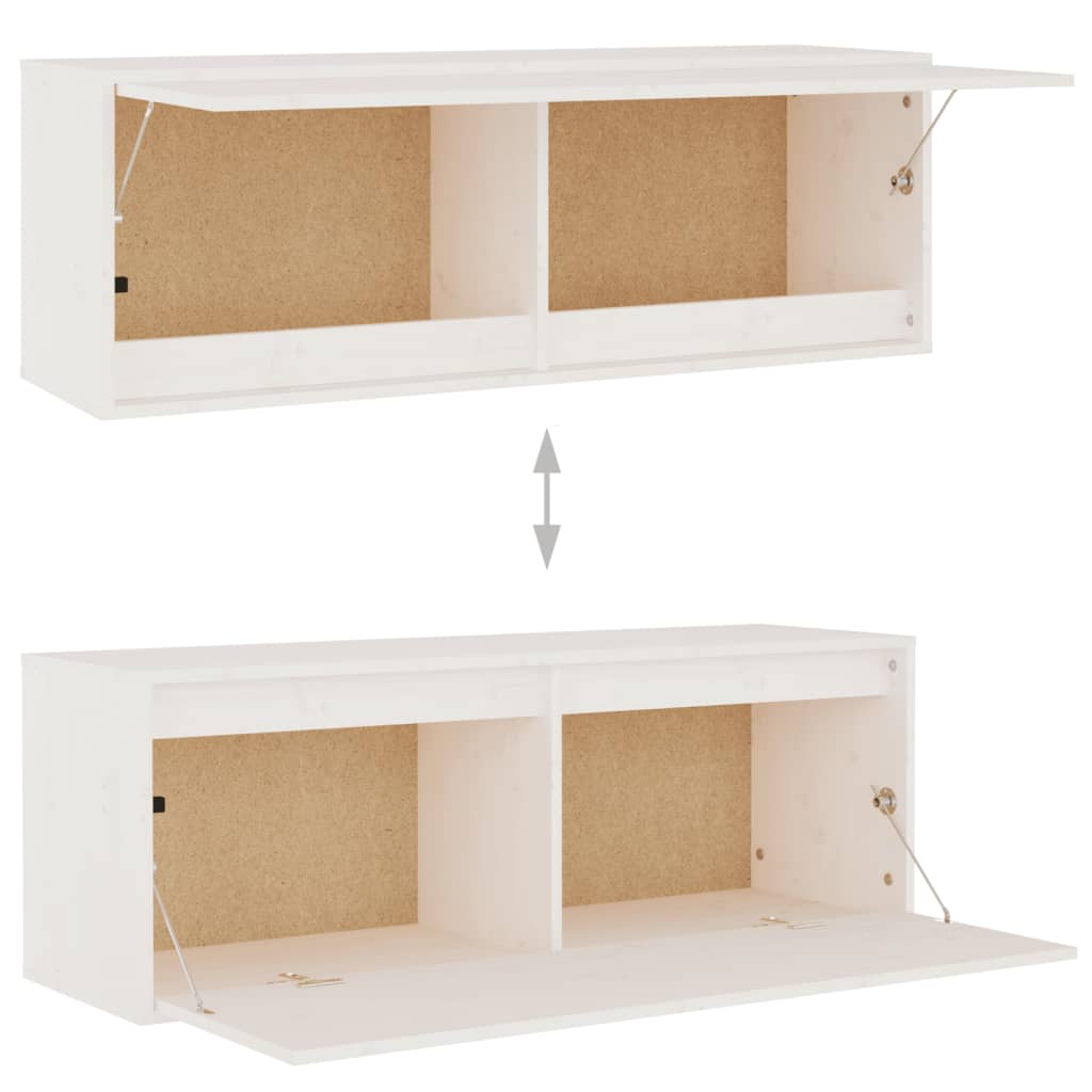 Fehér tömör fenyőfa faliszekrény 100 x 30 x 35 cm Fehér tömör fenyőfa faliszekrény 100 x 30 x 35 cm