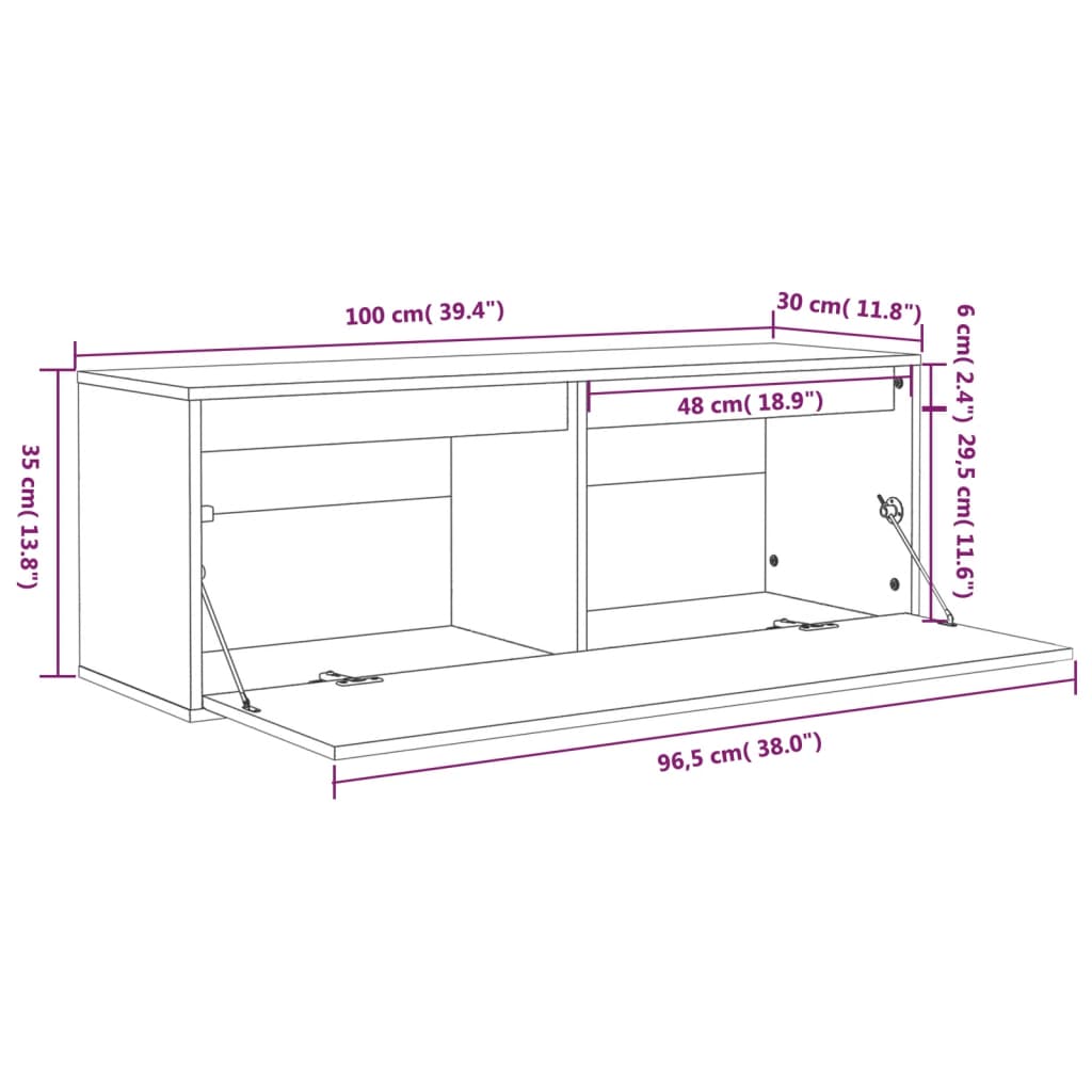 Fehér tömör fenyőfa faliszekrény 100 x 30 x 35 cm Fehér tömör fenyőfa faliszekrény 100 x 30 x 35 cm