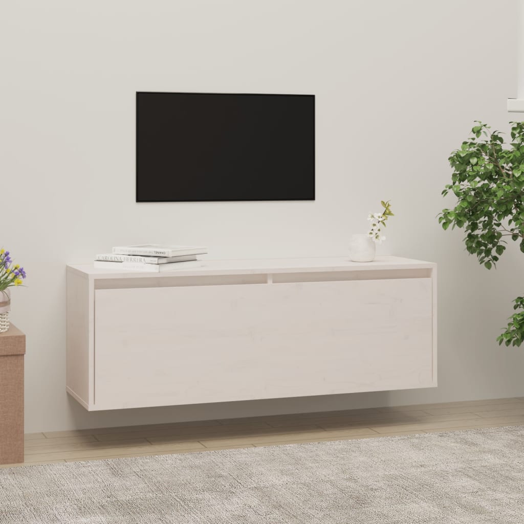 Fehér tömör fenyőfa faliszekrény 100 x 30 x 35 cm