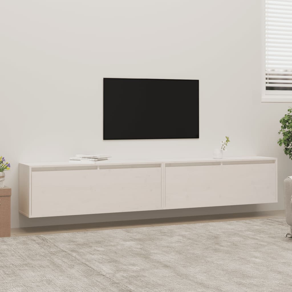 2 darab fehér tömör fenyőfa faliszekrény 100 x 30 x 35 cm